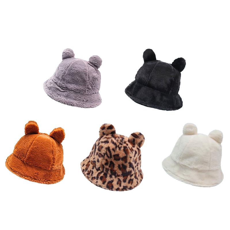 

Women's Plush Bucket Hats Cartoon Winter Outdoor Warm Hats Soft Velvet Fisherman Cap Lady Fashion Present, 02