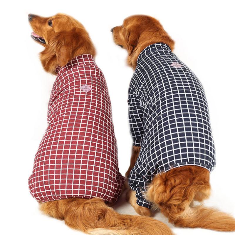 

Plaid Big Dog Clothes 100% Cotton Large Dog sweater for Labrador Doberman Boxer Pullover Pajamas/Full Coverage vetement chien, Red plaid
