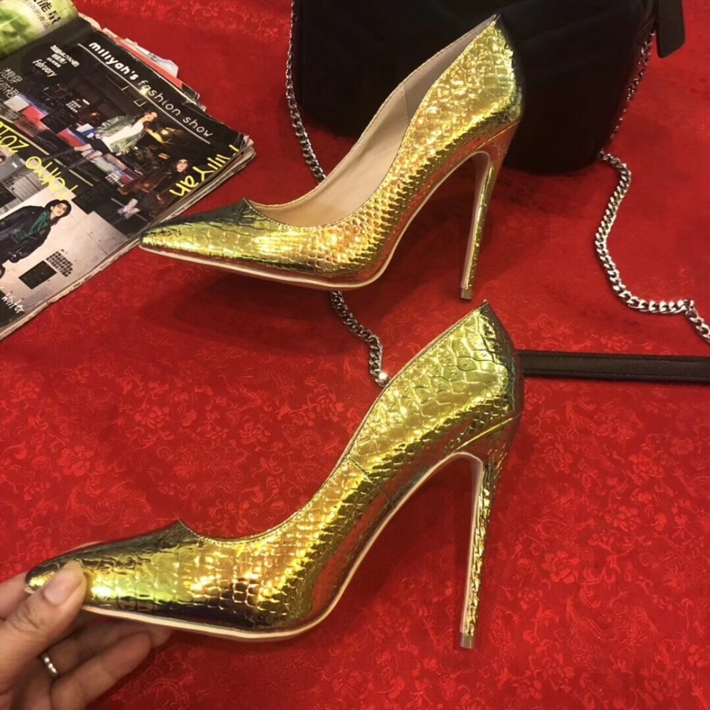 

Free Fashion Fret Casual Gold Bombs Glowing Toe-to-toe Python Heels High Shoes Two Three Inches in a Wedding Shoe Party Kzeo, 37
