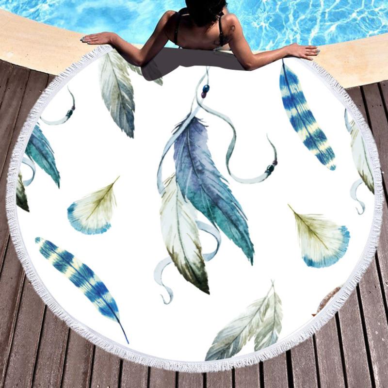 

Microfiber Beach Towel 150cm Round With Tassel Bath Towel