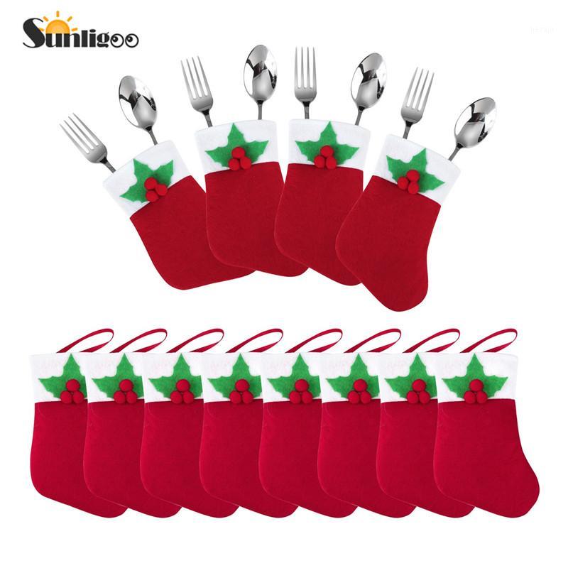 

Sunligoo New Cute Christmas Socks Decoration Tableware Silverware Holders, Candy Pouch Bag for Xmas Decorations Fork Spoon Bag1