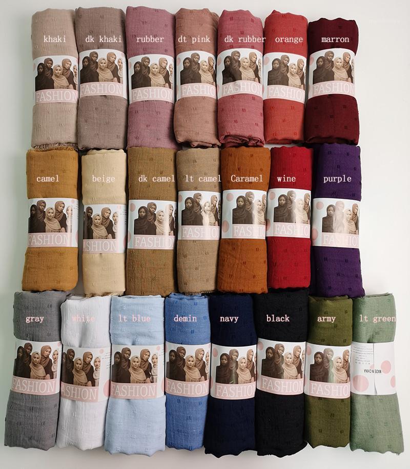 

10pcs Luxuey pom pom cotton Scarf Crinkle Women Solid muslim Hijabs Muffler Shawls Wrap Hijab Scarves Headscarf Scarf1
