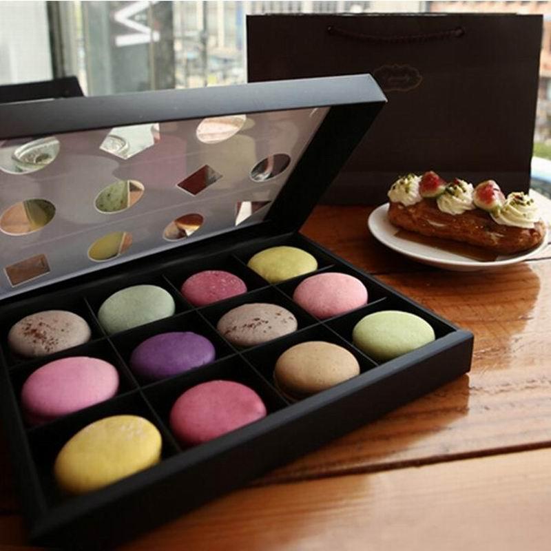 

New geometric creative design Dessert Macaron box 6/12 cavities colorful macarons pastry packaging boxes