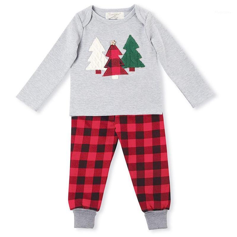 

Christmas children's clothing children's clothing suits T-shirts plaid pants Christmas gifts1, As pic