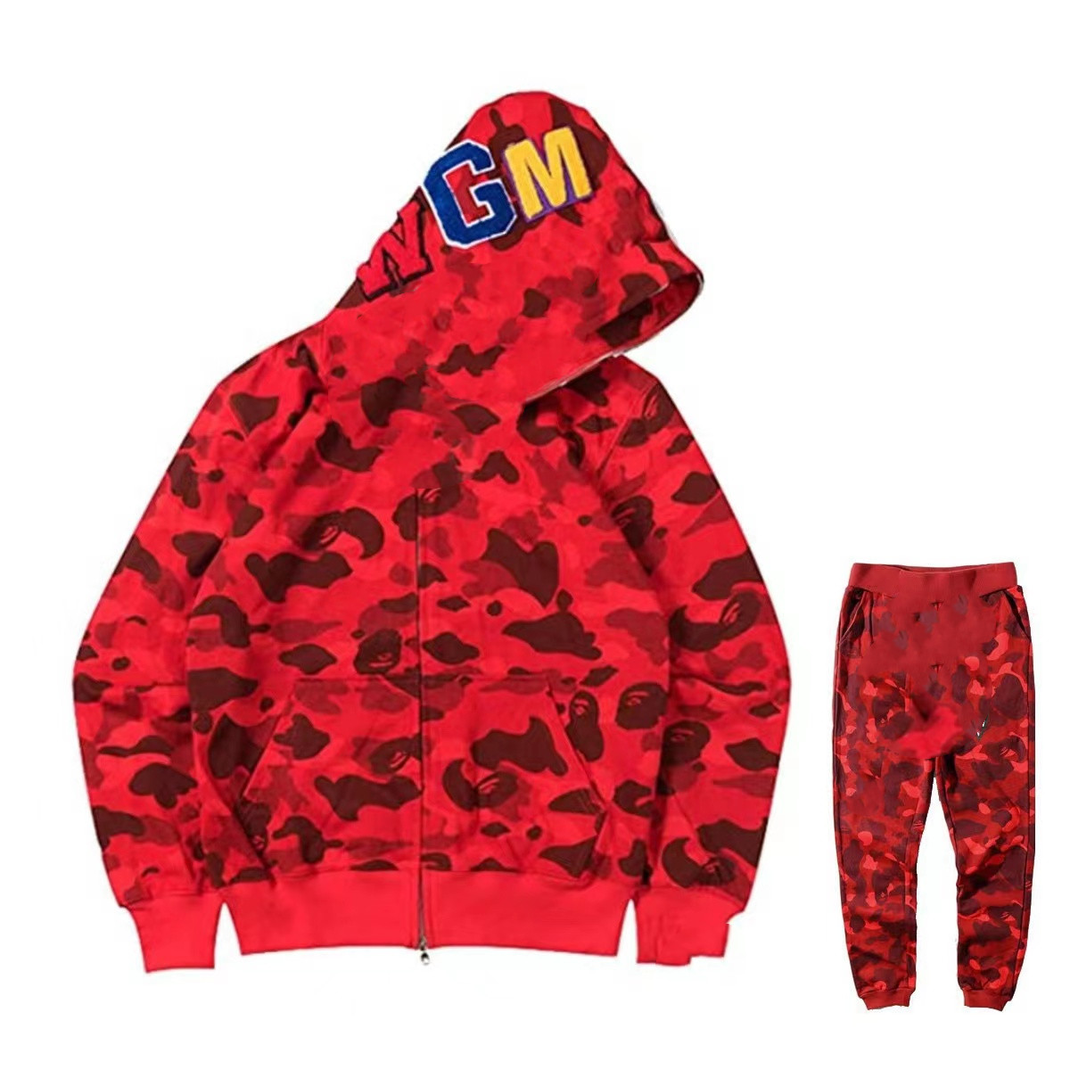 

Shark hat 3DWomen' Two Piece Pants printed hoodie fashionable embroidered cardigan camo suit men' couple high street shark jacket designer Coat