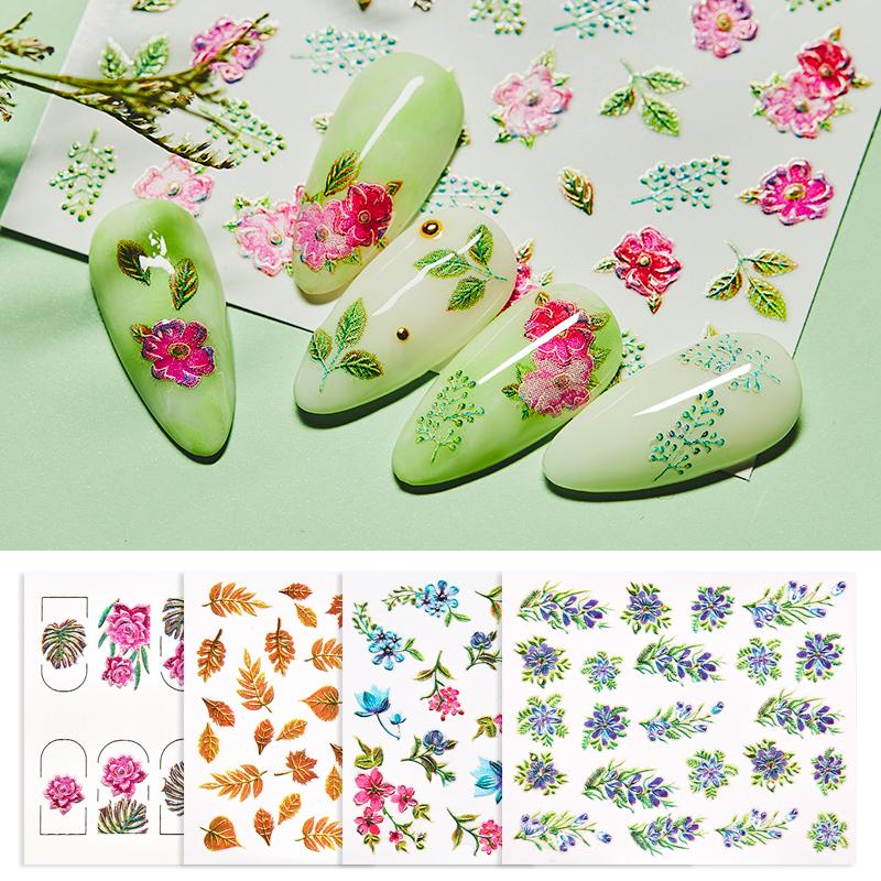 

5D Nail Sticker Art 31 Pattern Flower Self Adhesive Emboss DIY Acrylic Engraved Nail Stickers Decals Decoration Accessories Tool, Rwq04261