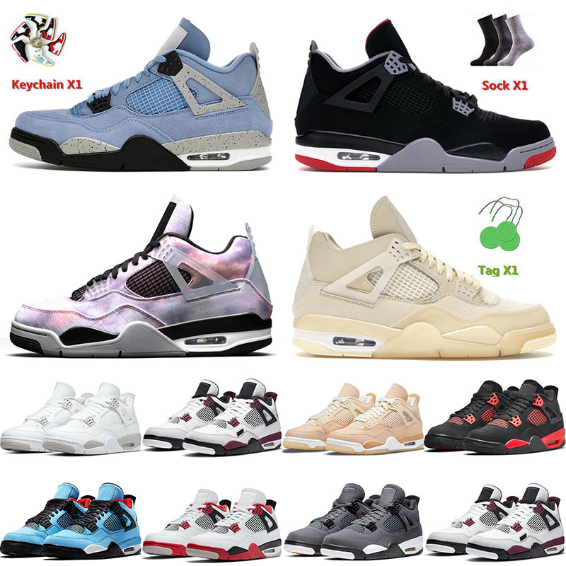

2022 Arrival OG Jumpman 4 4s IV Mens shoe basketball shoes University Blue Bred Zen Master Infrared Sail Loyal White Oreo Men Women Off Trainers, D11 green metallic 36-47