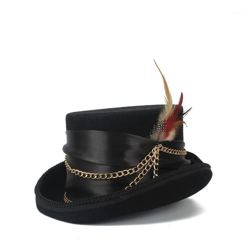 

Wide Brim Hats Top Hat Women Men Black SteamPunk Wool Handmade Fedora Millinery Goggles Party Cosplay Cap Steampunk1