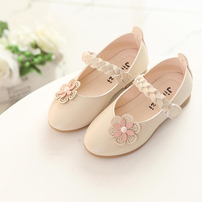 

Children Flower GirlsPink Beige Flat Leather Shoes For Teens Girls School Princess Shoes New Spring Autumn 5 7 8 9 10 11 12Years, Pink