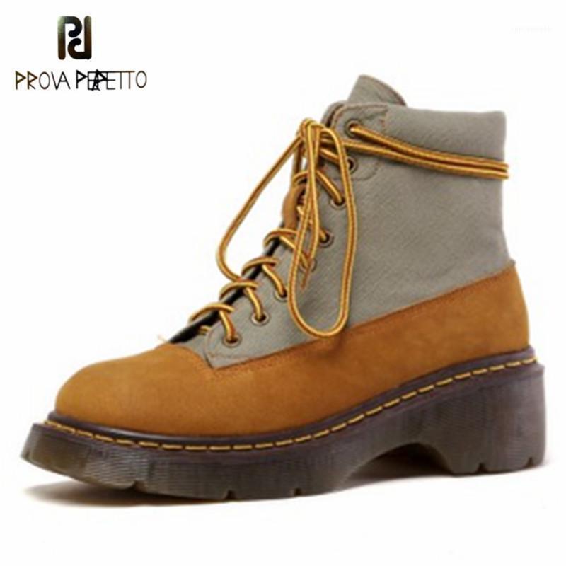 

Prova Perfetto 2020 New Retro Lace-Up Botas Mujer High Quality Platform Thick Bottom Round Toe Tenis Feminino Sexy Shorts Boots1, Yellow