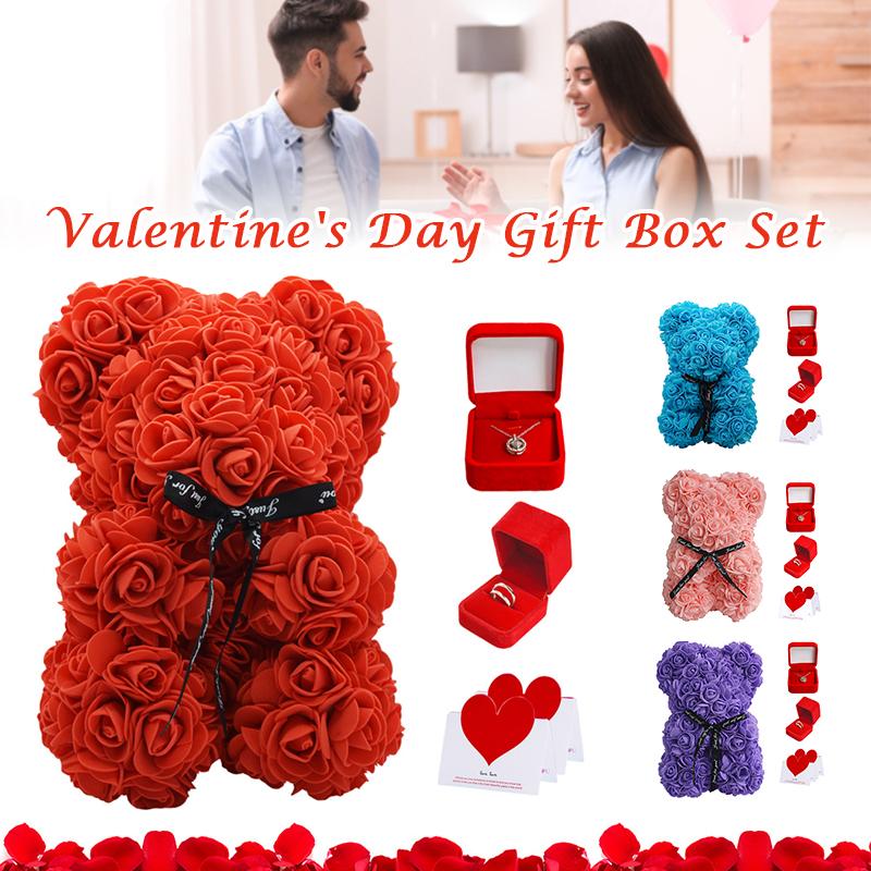 

Valentine's Day Gift Set Siver Ring Projection Necklace for Grilfriend Wife Romantic Gift Card K888, Pink suit