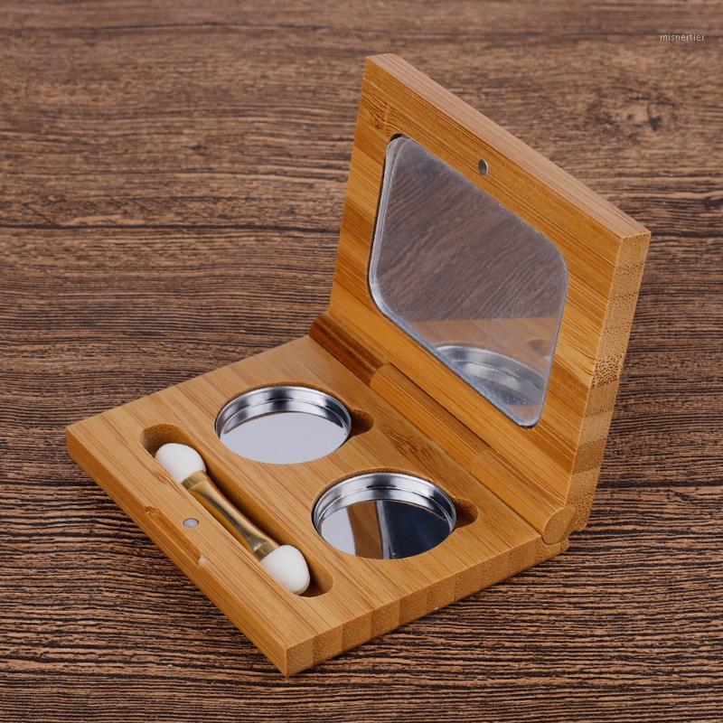 

20Pcs/Lot Bamboo Cosmetic Eyeshadow Container with Mirror, DIY Natural Bamboo Wooden Magnetic Blusher Compact Case1