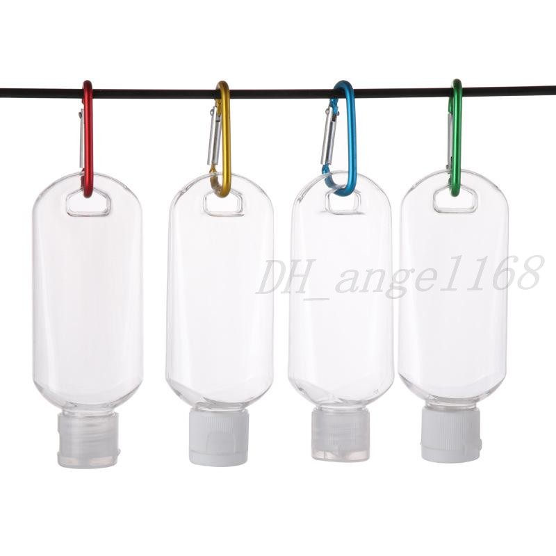 

50ML Empty Alcohol Refillable Bottle With Key Ring Hook Clear Transparent Plastic Hand Sanitizer Bottle For Travel Bottle Free DHL Or UPS