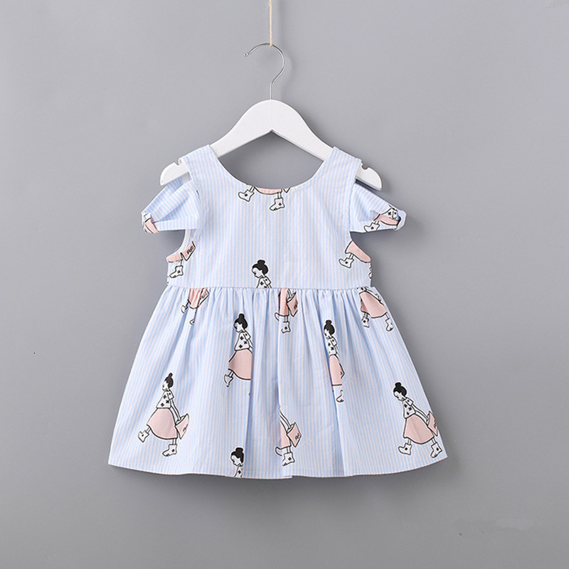 

2021 New Clothes Summer Baby Newborn Infant Cotton Little Girls Print Toddler Es 0-2y Blue Hwhu, Sky blue