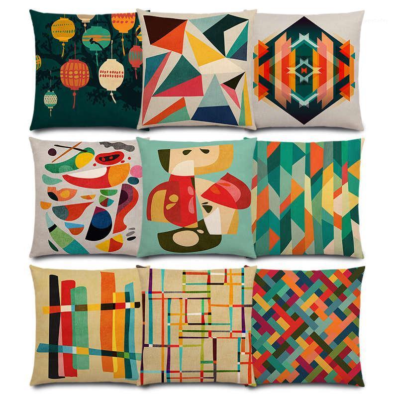 

Leaf Flowers Rainbow Color Blocks Field Weave Map Colorful Geometric Abstract Pattern Prints Cushion Cover Pillow Case Mini1, A014305