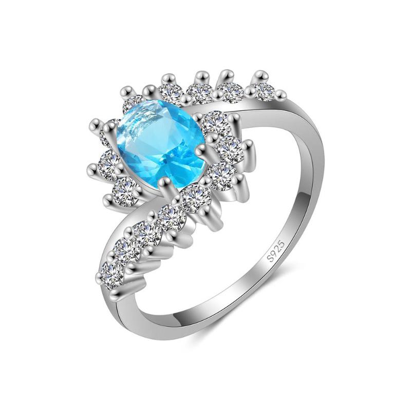 

Super Shining Austrian Crystal 4 Color Cubic Zirconia Stone Real 925 Sterling Silver Finger Rings Gift For Women Jewelry