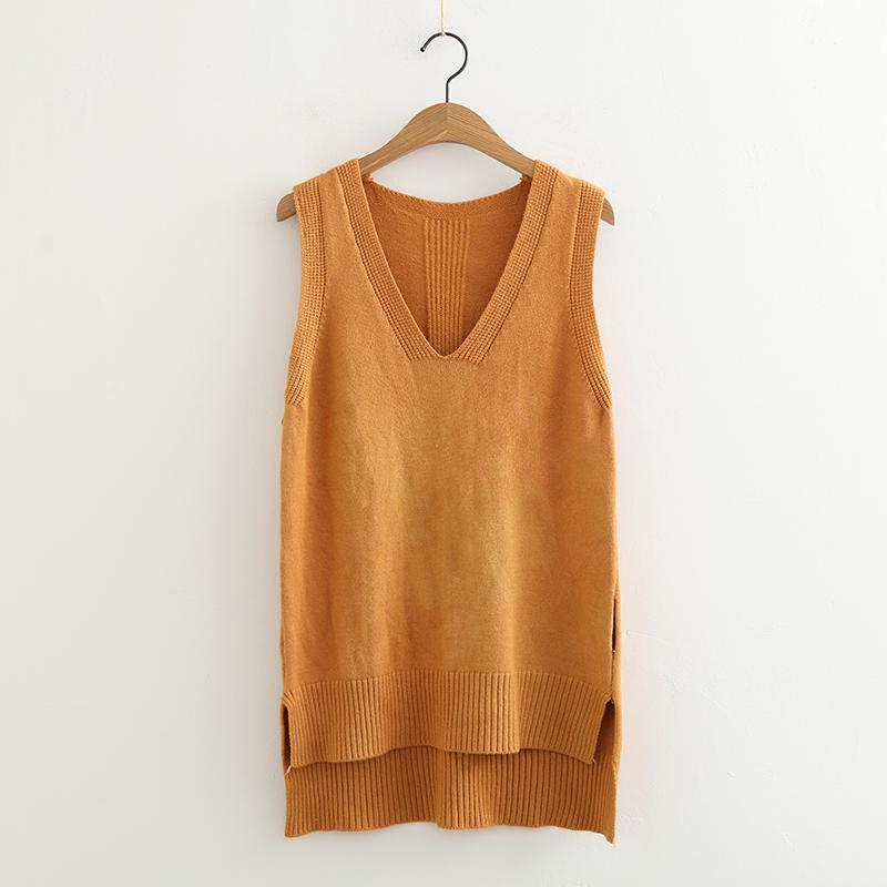

2021 Spring Summer O Neck Women Sweater Vest Sleeveless Knit Female Cotton Soft Elastic Solid Colore Pullovers, Beige
