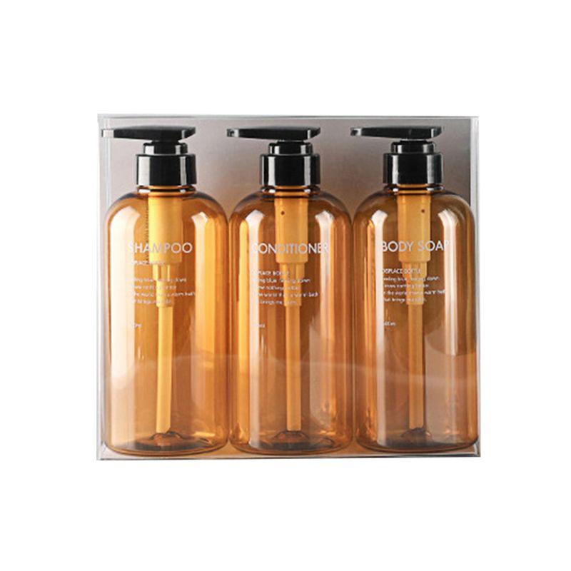 

2020 3Pcs 500ml Empty Bottle Set Shampoo Shower Gel Hair Conditioner Press Pump Soap Dispenser Bathroom Refillable Bottle