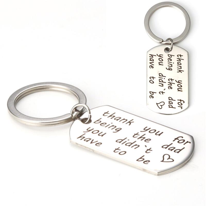 

Keychains Father Gift Keychain Pendant Necklace Fashion Accessories Family Jewelry Step Dad Stainless Steel Keyring