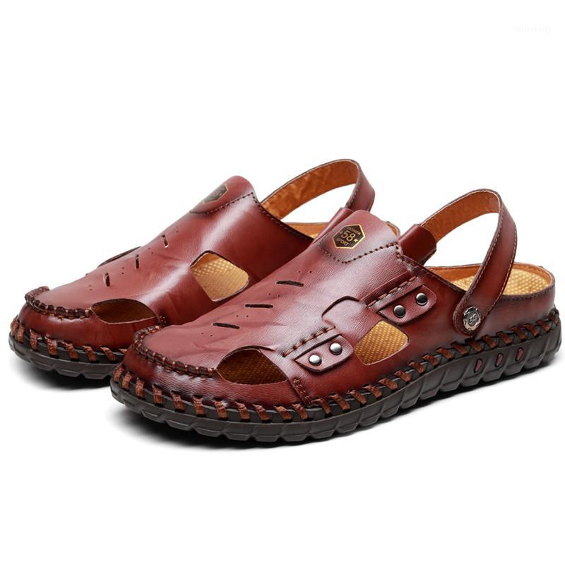 

Mens Casual Shoes Male Walking Beach Sandals Leather Man Summer Outdoor Slippers Sport Swimming Sneakers Zapatillas 38-471, Black