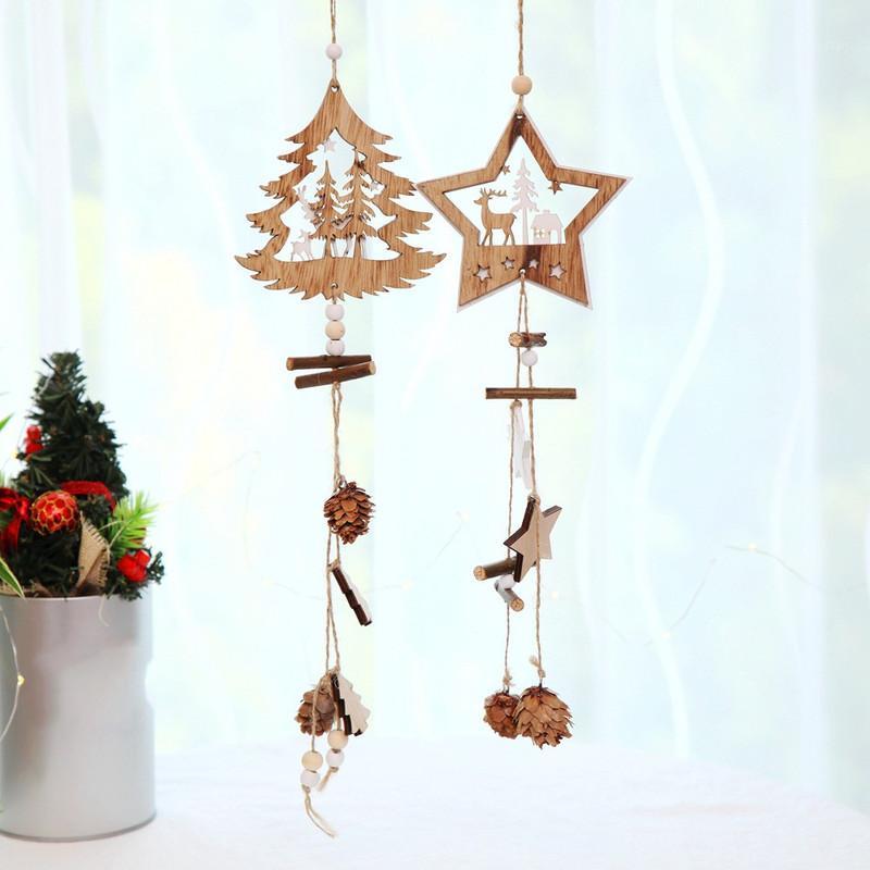 

Wooden Christmas Ornaments Wood Star Pendants Pine Cone New Year Xmas Tree Pendants Christmas Decoration for Home1