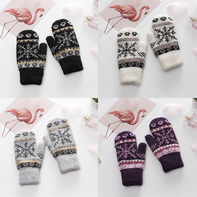 

Women Gloves Winter Knitted Warm Gloves Delicate Pattern Windproof Mittens Heated For Christmas