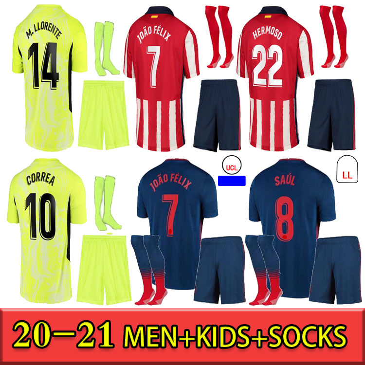 

Men+Kids Kit 2021 SUÁREZ H.HERRERA Madrid Home Away KOKE FELIPE Soccer Jerseys Suit Kits Camisetas de fútbol JOAO FELIX Football Shirt, Home patch 2