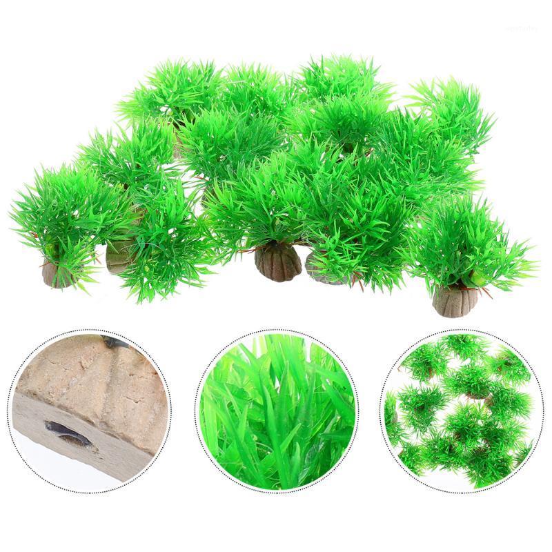 

15pcs Aquarium Plants Decorations Fish Tank Artificial Decor (Green)1