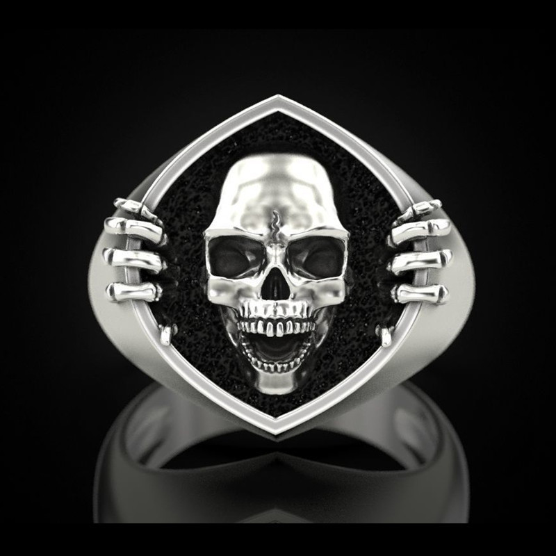 

Vintage Silver Plated Skull Skeleton Ring Simple Design Creative Rings For Men Women Punk Gothic Party Jewelry Gift F524