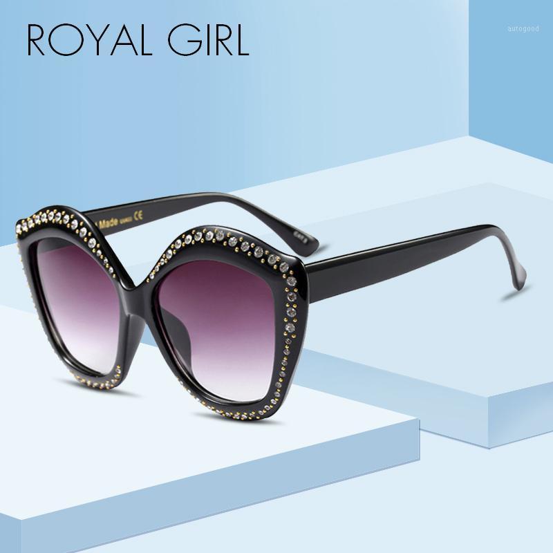 

Sunglasses ROYAL GIRL Cat Eye Women Vintage Brand Designer Crystal Diamond Frame Rivet Shades Ss2861