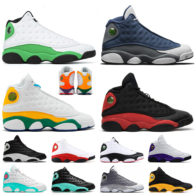 

Wholesale Jumpman Women Mens Basketball shoes 2020 Flint 13s Lucky Bred Playground Soar Green Pink Trainers sneakers size 13, 6 island green 40-47
