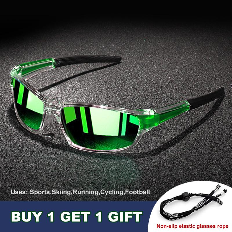 

Men's Sports Polarized Sunglasses For Men Women Outdoor UV400 Driving Mirror Shades Sun Glasses Fishing Goggles Blue and Green