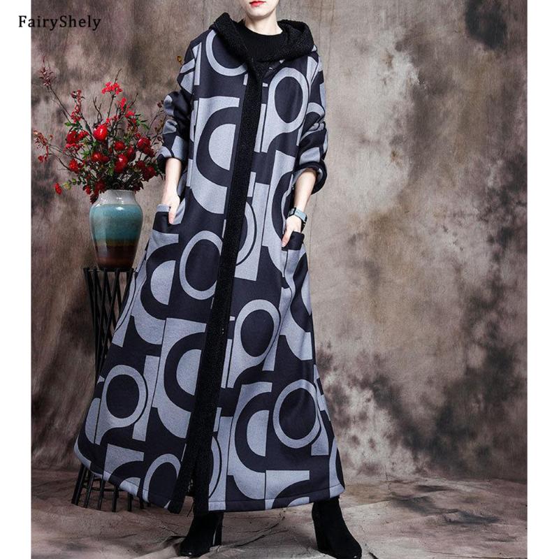 

FairyShely Vintage With Hood Trench Coat 2021 Women Autumn Winter Plus Size Female Long Section Coat Fashion Lady Elegant 3XL, Khaki trench