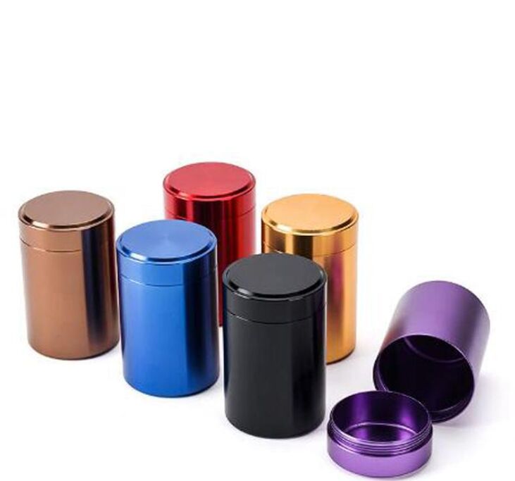 

6 Colors Beautiful Aluminum Jar Tea Tin Box 45x70mm Small Cylinder Sealed Cans Coffee Tea Tin Container Storage Box