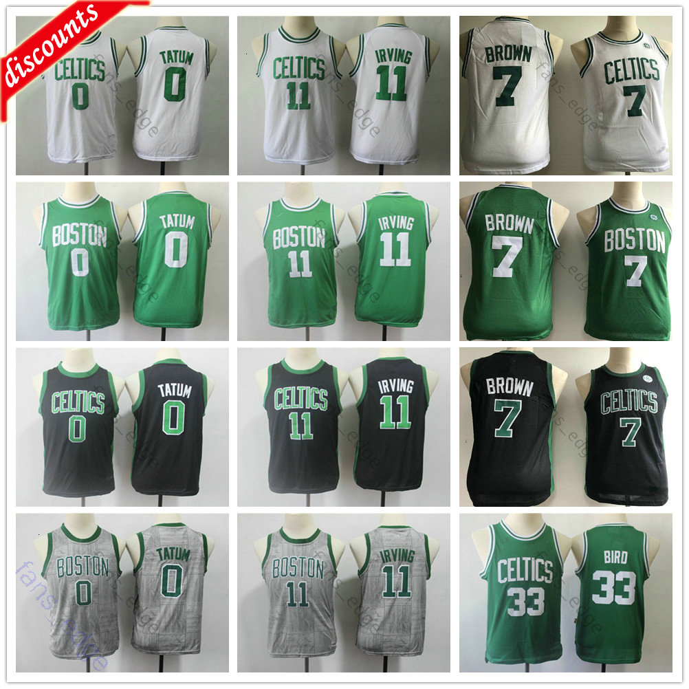 

Kids Youth Mens Top Basketball Irving Green White Black Jaylen 7 Brown Larry 33 Bird Jayson 0 Tatum Children Boys Jerseys, As picture