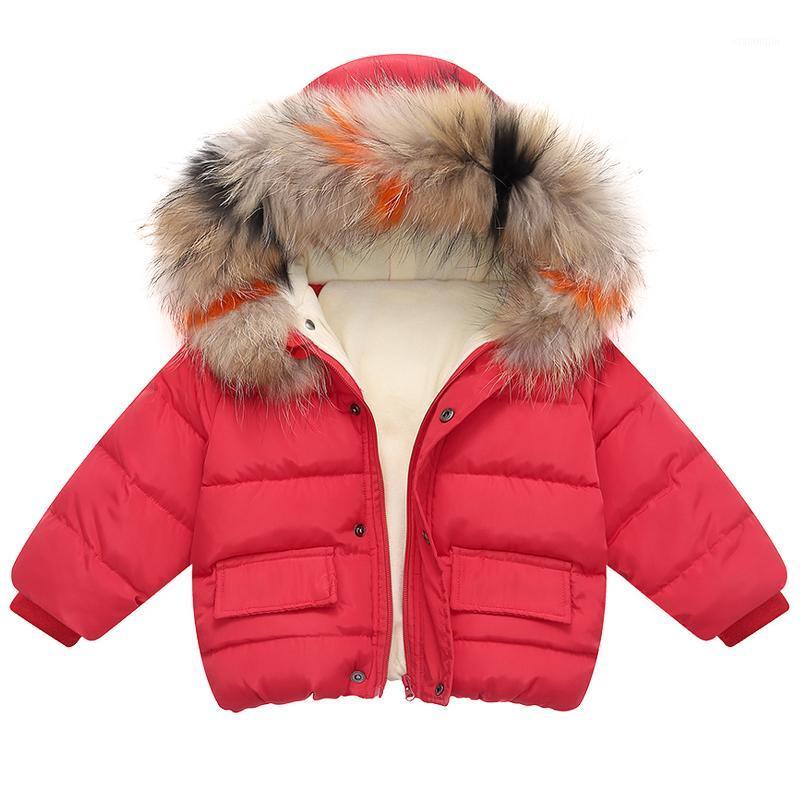 

Boys Girls Cotton Coat Winter Warm Jacket Baby Girl Colored Fur Collar Hoodies Kids Thicken Outerwear Children Clothing For 1-6Y1, Hat as the picture