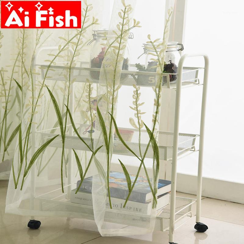 

Rustic Rice Spike Embroidered Sheer Curtains Window Gauze Yarn Curtains For Living Room Finished Custom Window Bedroom AP271-301, Curtain tulle