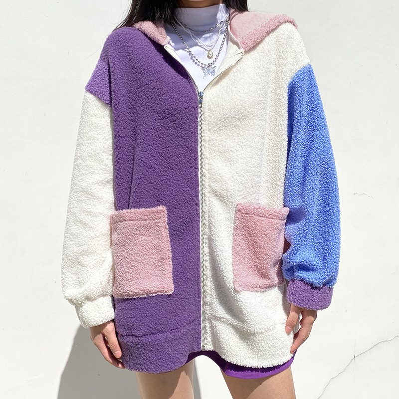 

Shredded color y2k oversized female jackets winter down 2020 aesthetic harajuku with thick streetwear coat zipper 8U4Y, White
