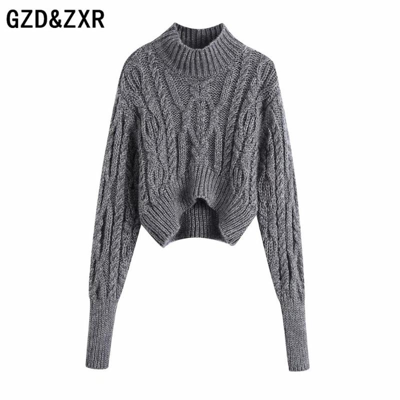 

2020 new Fall/winter stand-up long-sleeved button-down sweater, Gray