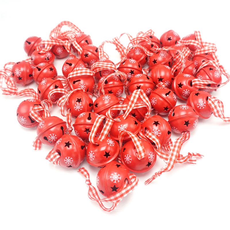 

Christmas decoration 40pcs red metal jingle bell 30mm snowflake Christmas ornament for home tree party diy decoration Pendants