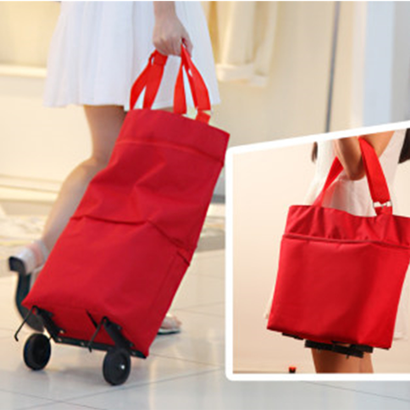 

Oxford Folding Shopping Bag Shopping Cart Wheels Bag Small Pull Cart Women's Buy Vegetables Bag Shopping Organizer Tug Package C1116, Ordinary orange