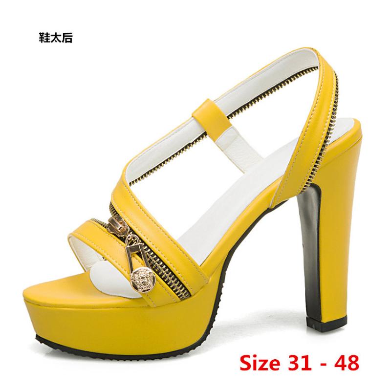 

Elegant sandals Women High Heels Pumps Super high heel shoes Women's sandals waterproof platform Small Big Size 31 - 48, Yellow
