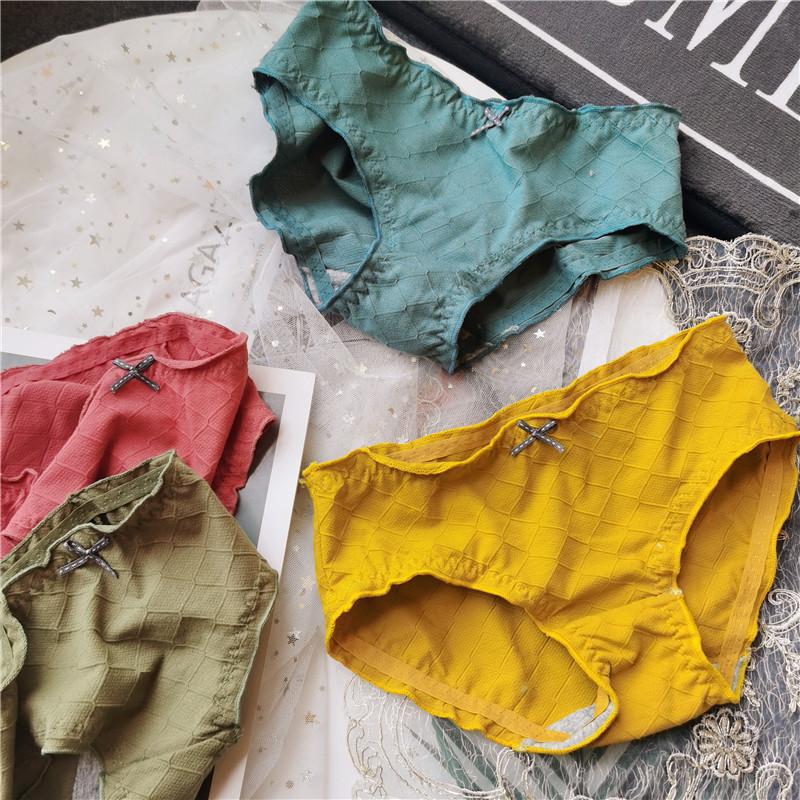 

Woman Bow Panties 2021 New Comfortable Breathable Bow Cotton Fashion Sexy Girl Underwear Traceless Female Briefs High Quality, Blue