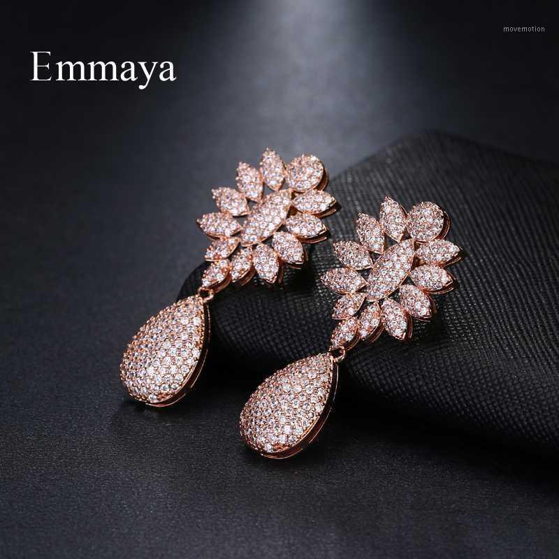 

Emmaya Brand Elegance Charm White Cubic Zircon Three Colors Originality Jewelry Earrings For Woman Trendy Wedding Party Gift1
