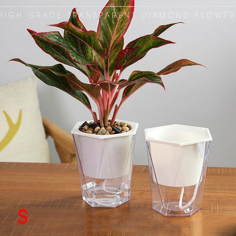 

Novel Flower Plant Pot Self Watering Planter Transparent Planting Flower Pot Water Storage Basin Shipping1