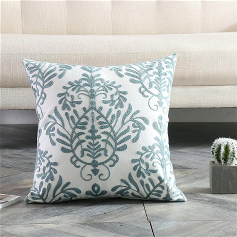 

Baroque style elegant embroidered flowers Cushion Cover pillowcase Square Pillow Cover 45x45cm Home Decoration Living Room Sofa