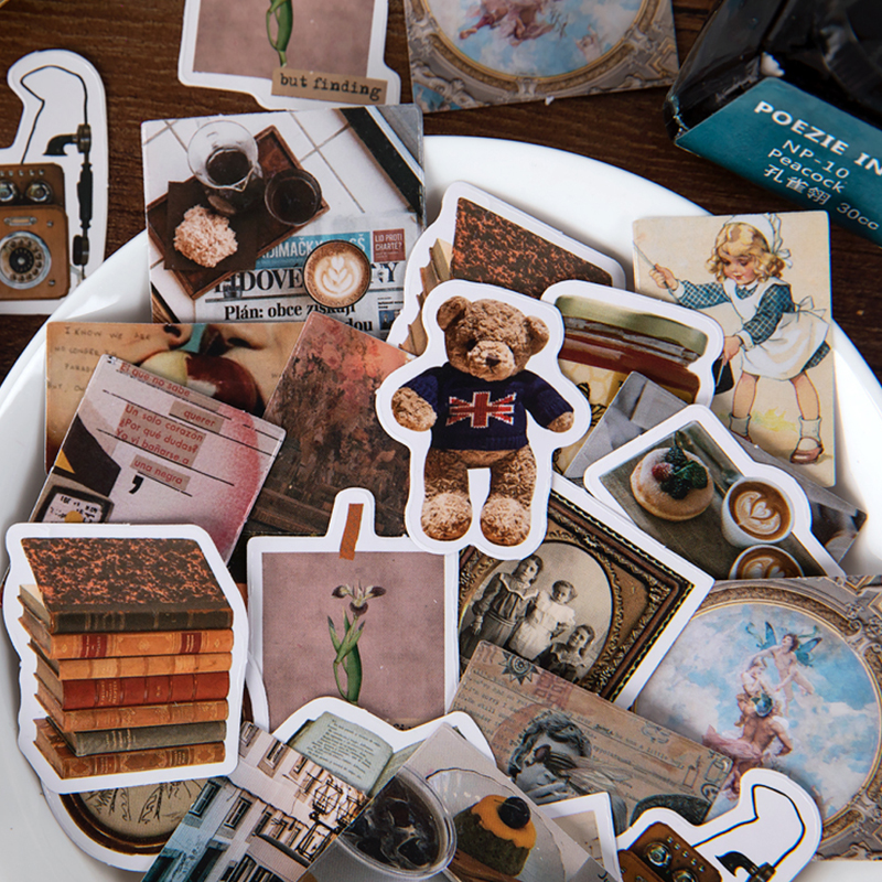 

Retro Sticker Vintage Classic Style Travelling Mini Box Stickers Scrapbooking Planner Diary Deco Stationery Stickers 64 pcs/box