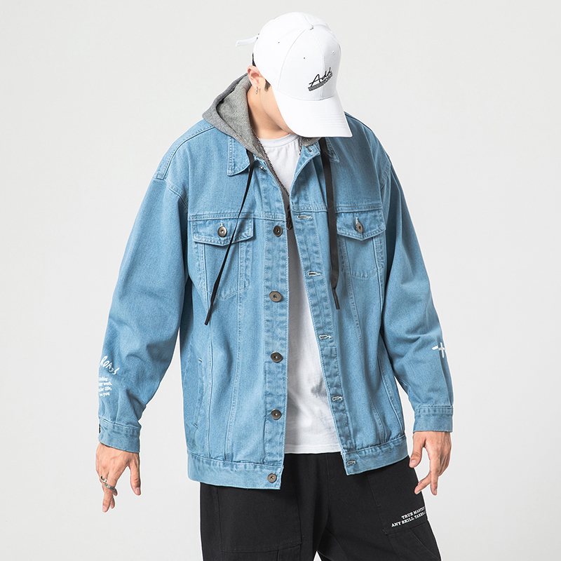 

Men's Brim Pants Denim With Black Hood Blue Jacket Spring Autumn 2020 Fashion Clothes Plus Size Oversize M-5XL W7FM, 2202 1