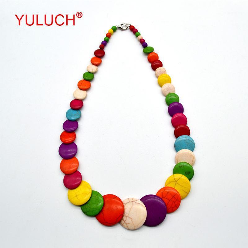 

YULUCH New Design Handmade Romantic Island Style Colored Round Stone Beaded Pendant Sweet Woman Jewelry Necklace Gift1