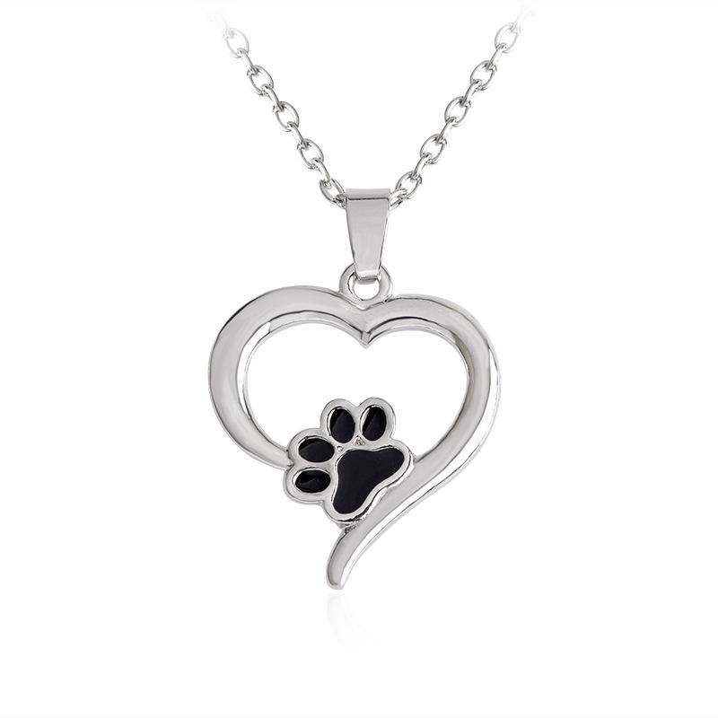 

Dog Necklace for Women Love Necklace Jewelry Cute Puppy Print Heart Pendant